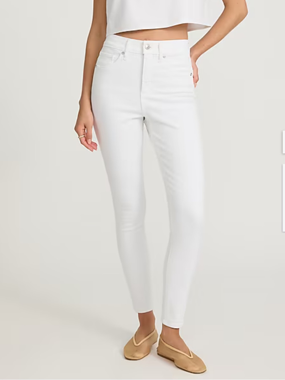 Express High Rise White Super Soft Skinny Jeans Stretch 10 Long 10L Denim Button